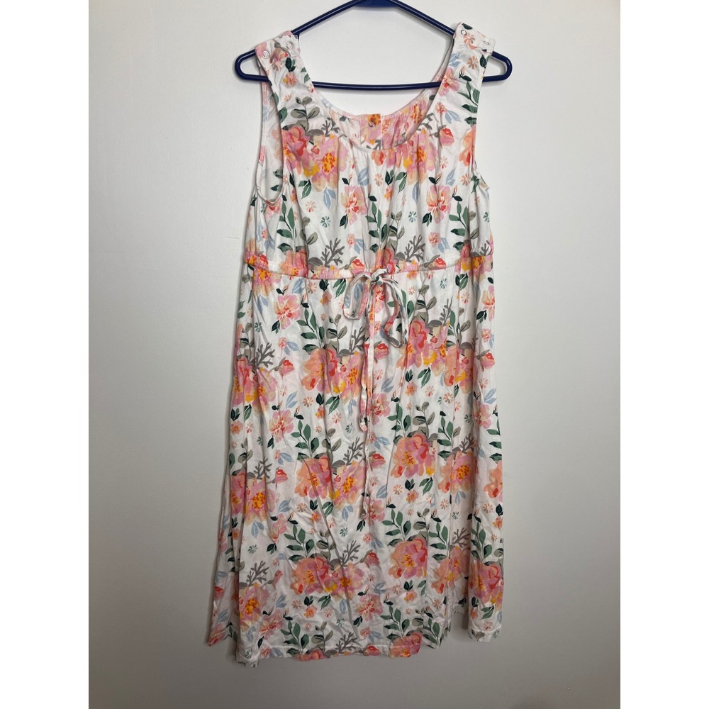 Baby Be Mine Labor Gown Women S/M White Floral Excellent Nursing Delivery Snap